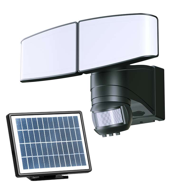 battery operated flood lights with PIR sensor and solar panel